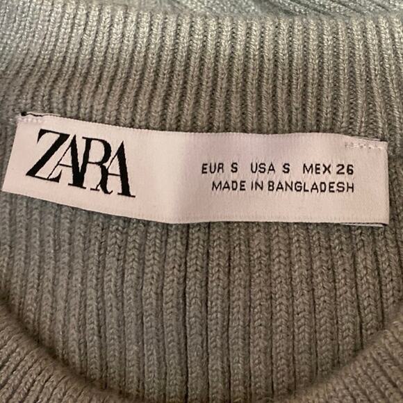Zara Women's Gray Rib Knit Sleeveless Open Side Bow Tie Sweater Vest Tank Top S - Picture 4 of 5